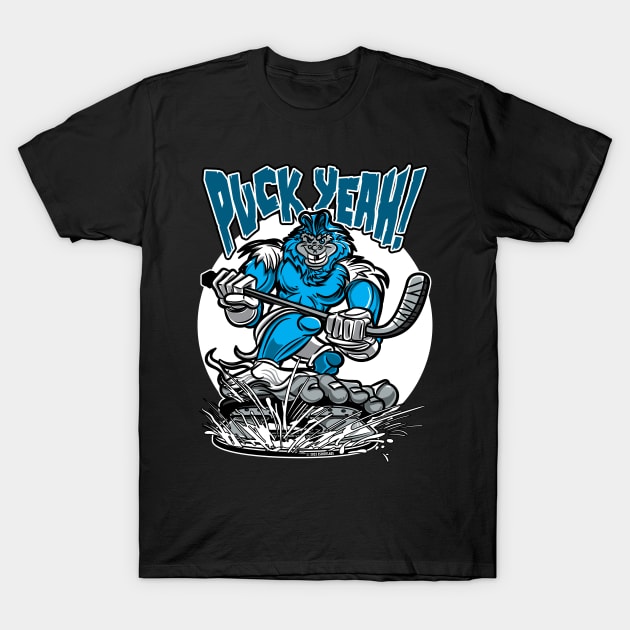 Puck Yeah Yeti Hockey Player Mascot T-Shirt by eShirtLabs